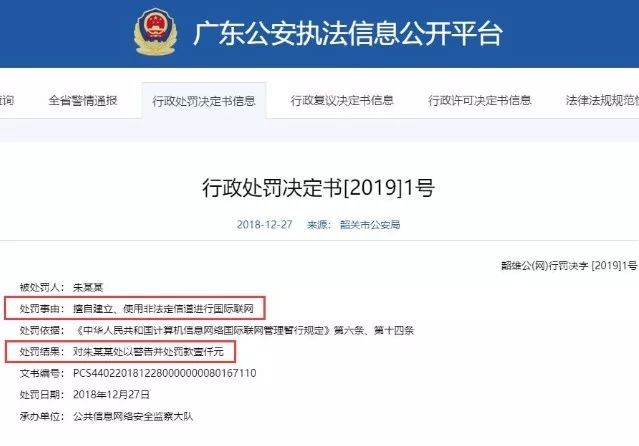 Policejní zpráva tykající se VPN v Číně